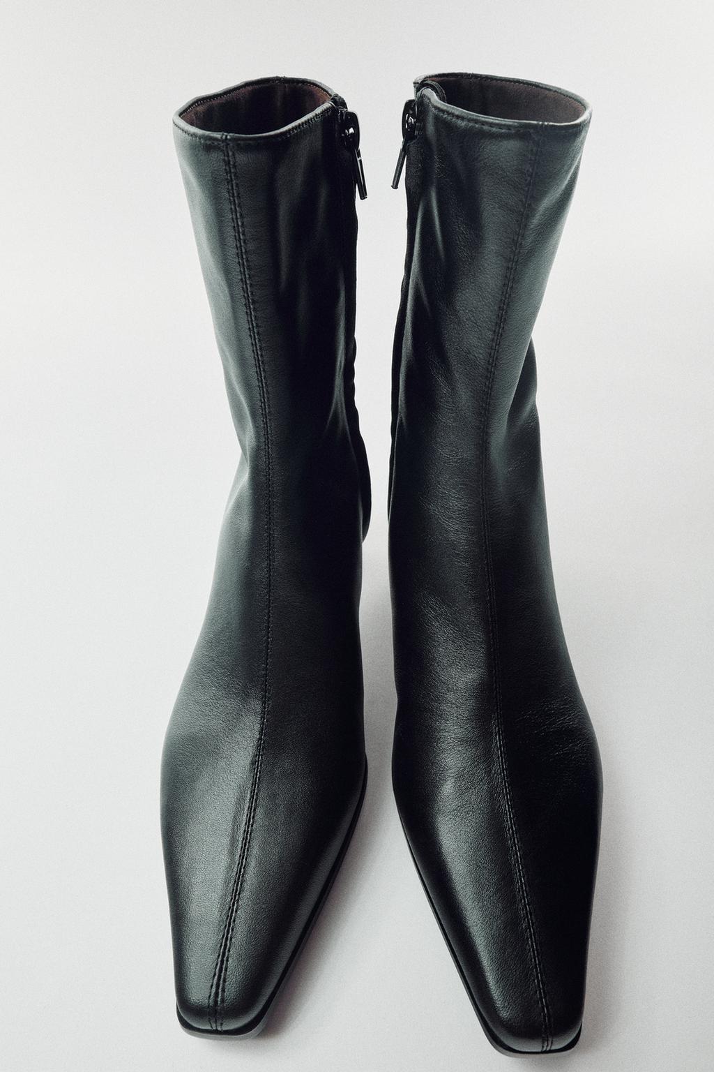 LEATHER KITTEN ANKLE BOOTS
