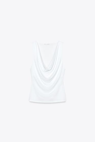 FLOWING DRAPED TOP - White by Zara - Image 4