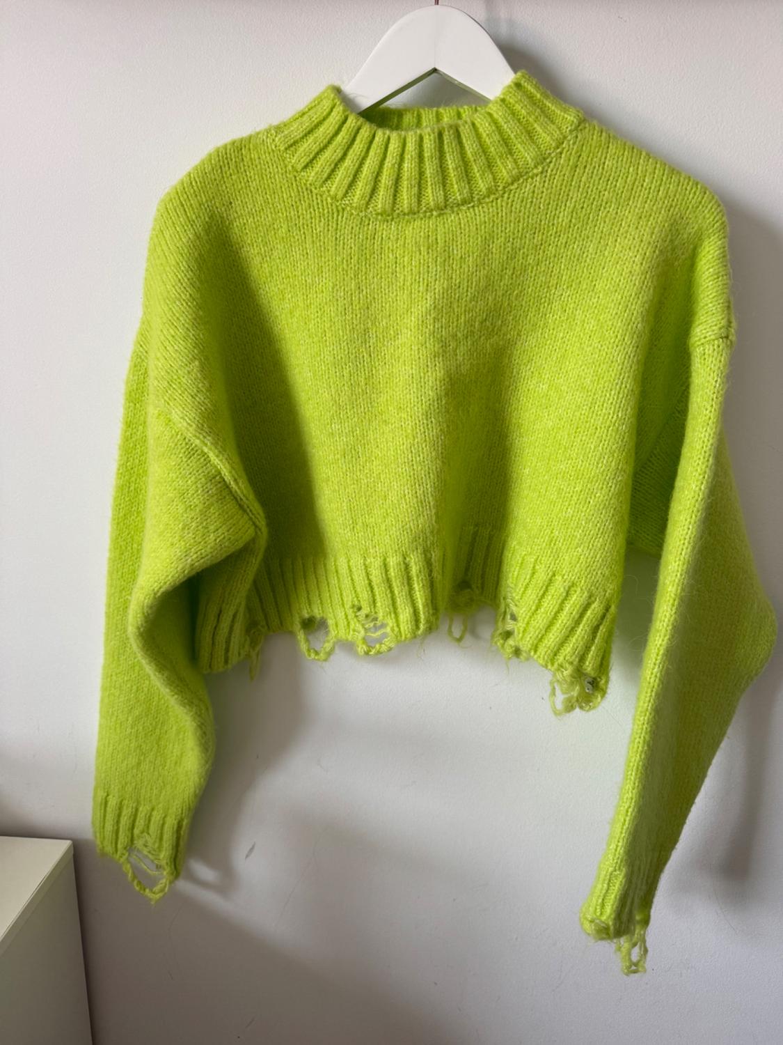 RIPPED KNIT CROPPED SWEATER - Image 2