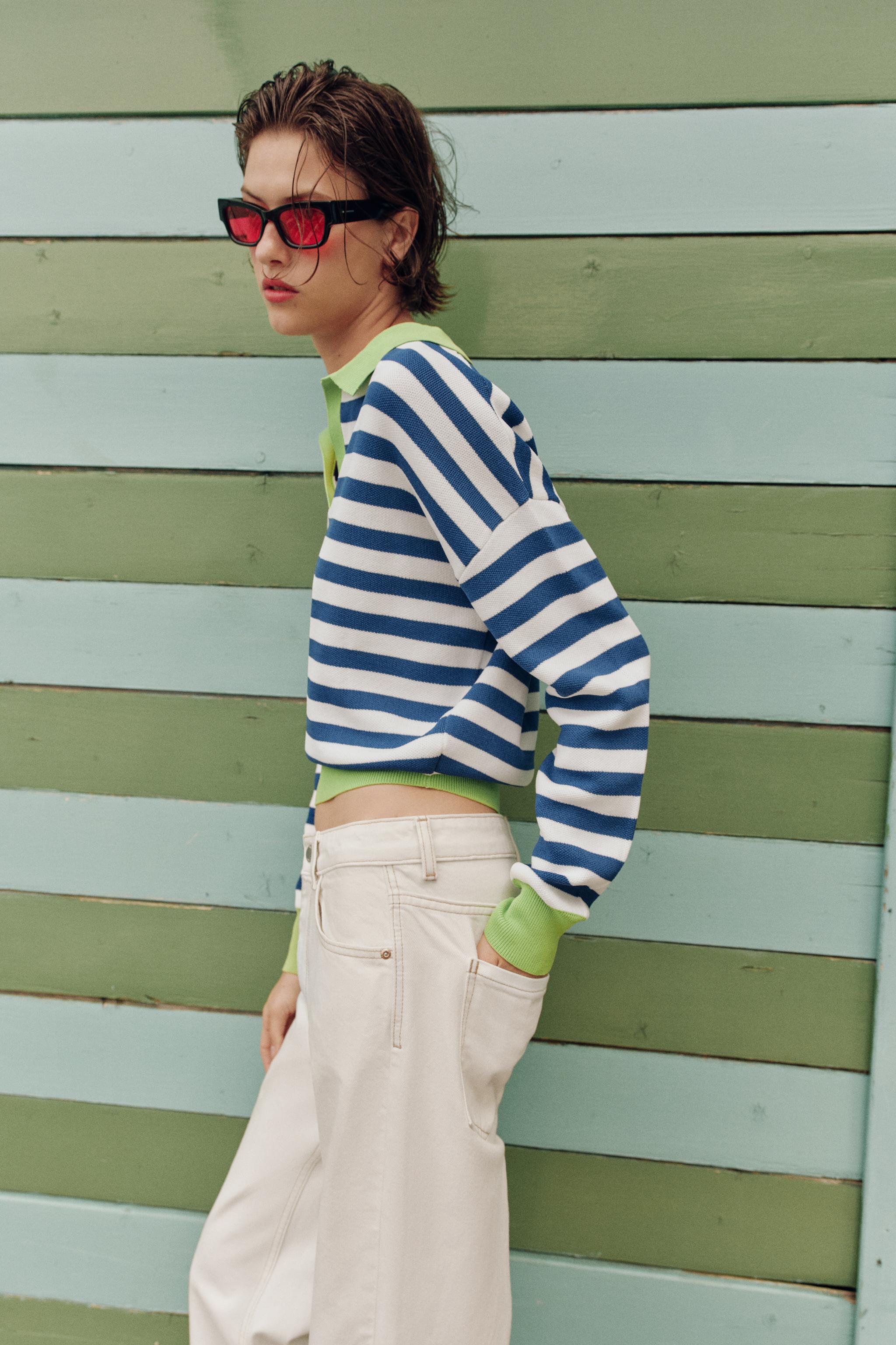 ストライプ柄ポロニットセーター - ストライプ | ZARA Japan / 日本