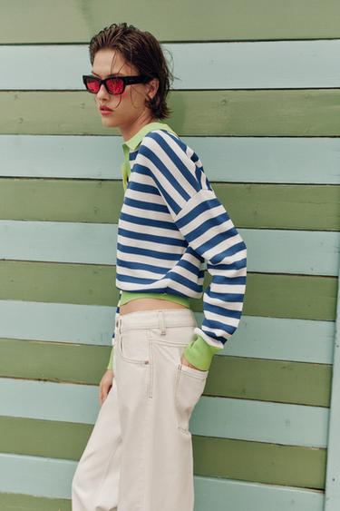 POLO EN MAILLE À RAYURES - rayures de Zara - Image 4