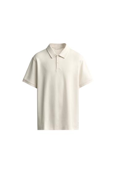 REGULAR FIT TEXTURED POLO SHIRT - Oyster-white by Zara