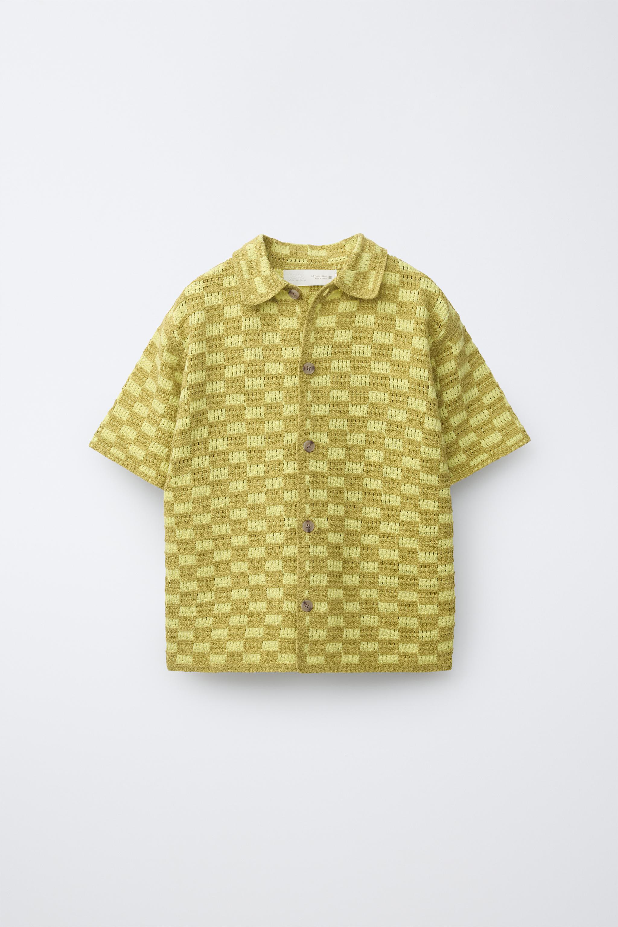 PRY Super100's Button-front Shirt １新品 CHECKERBOARD CROCHET SHIRT - Pistachio | ZARA Canada