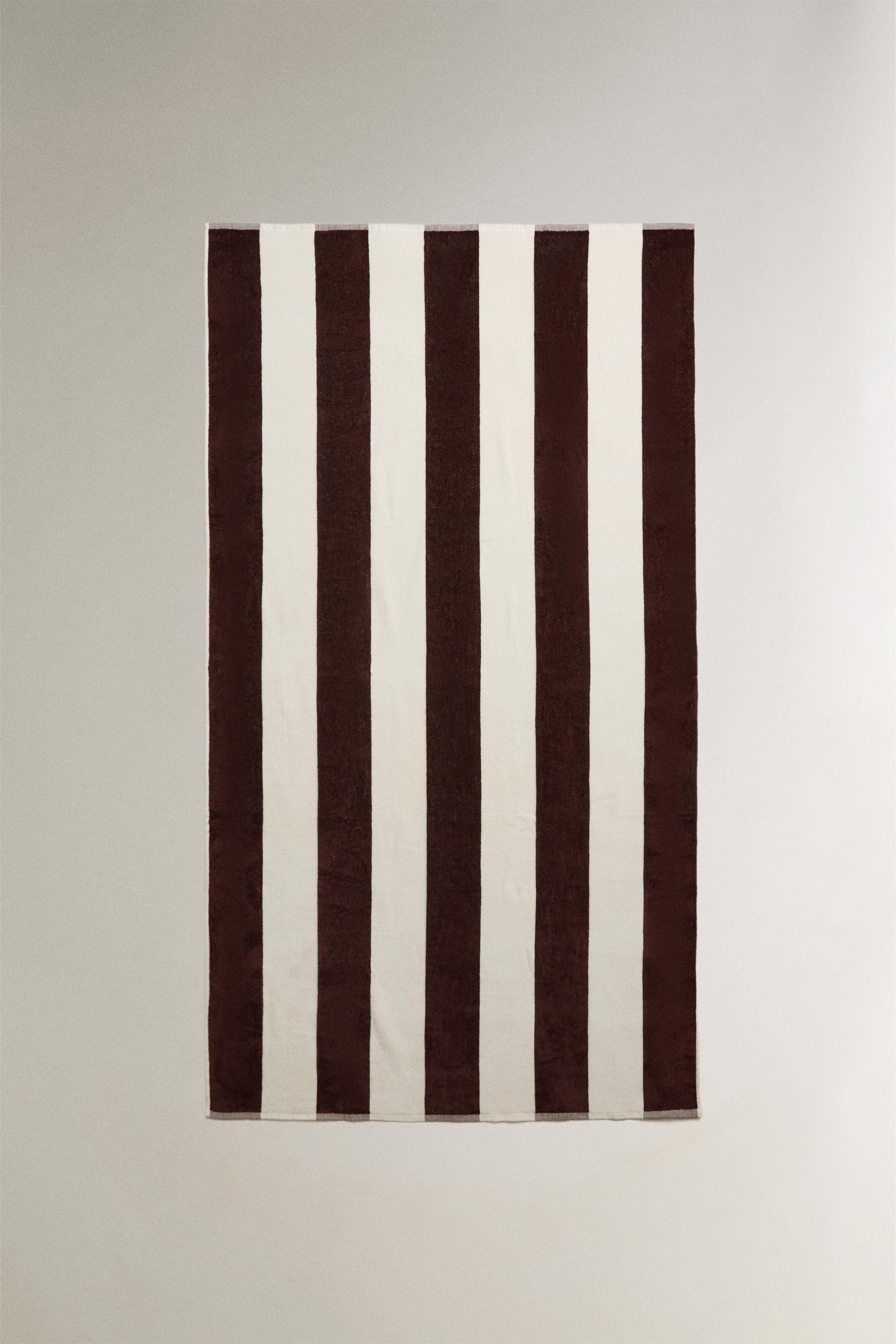 STRIPED BEACH TOWEL — Burgundy (alternate view)