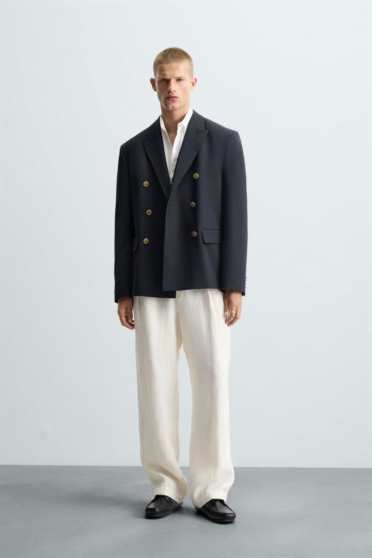 DOUBLE-BREASTED BLAZER Dark navy ZARA Thailand