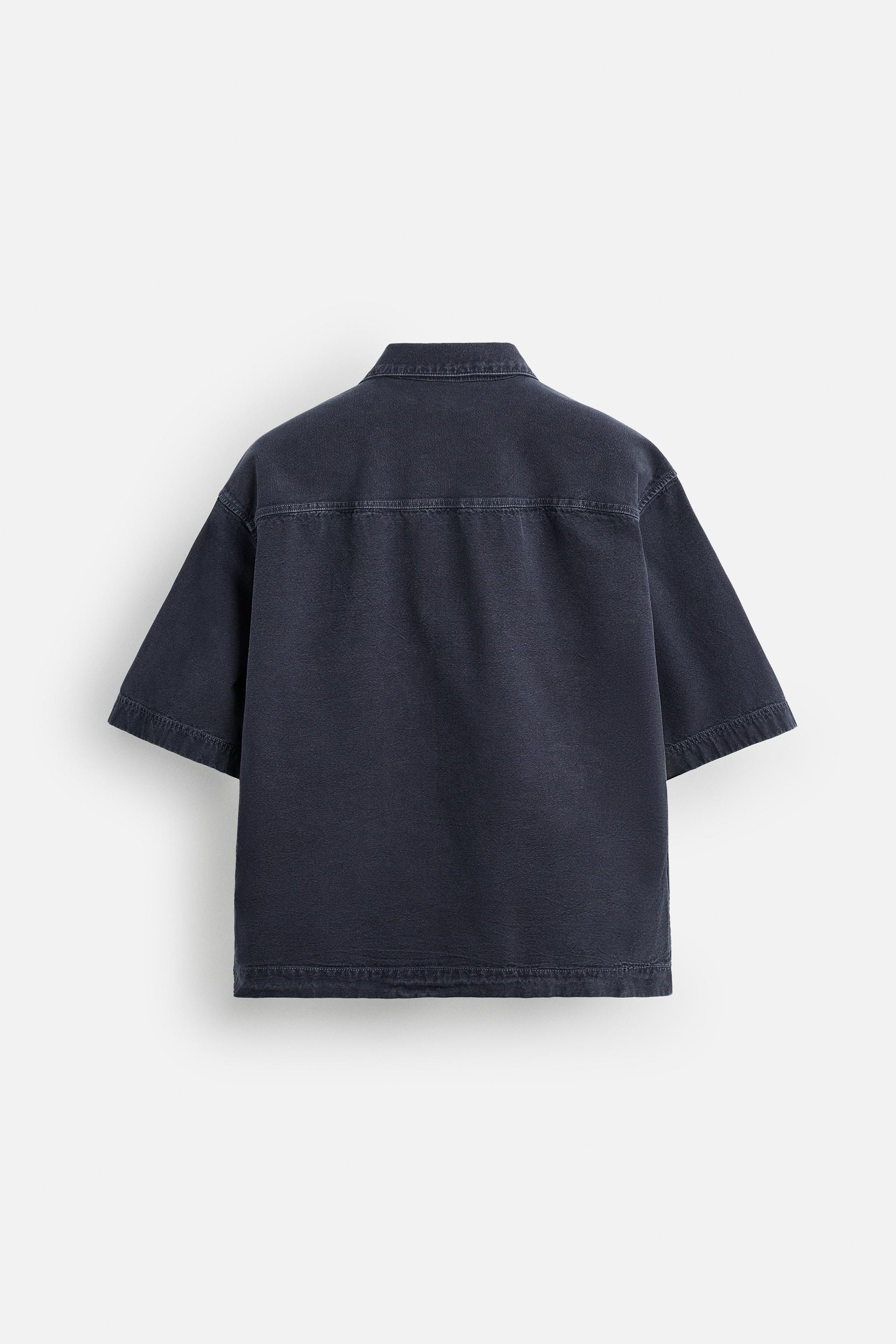 ユーティリティ刺繍ポケットシャツ - ブルー | ZARA Japan / 日本