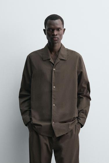 JACQUARD PYJAMA SHIRT - Brown by Zara - Image 1