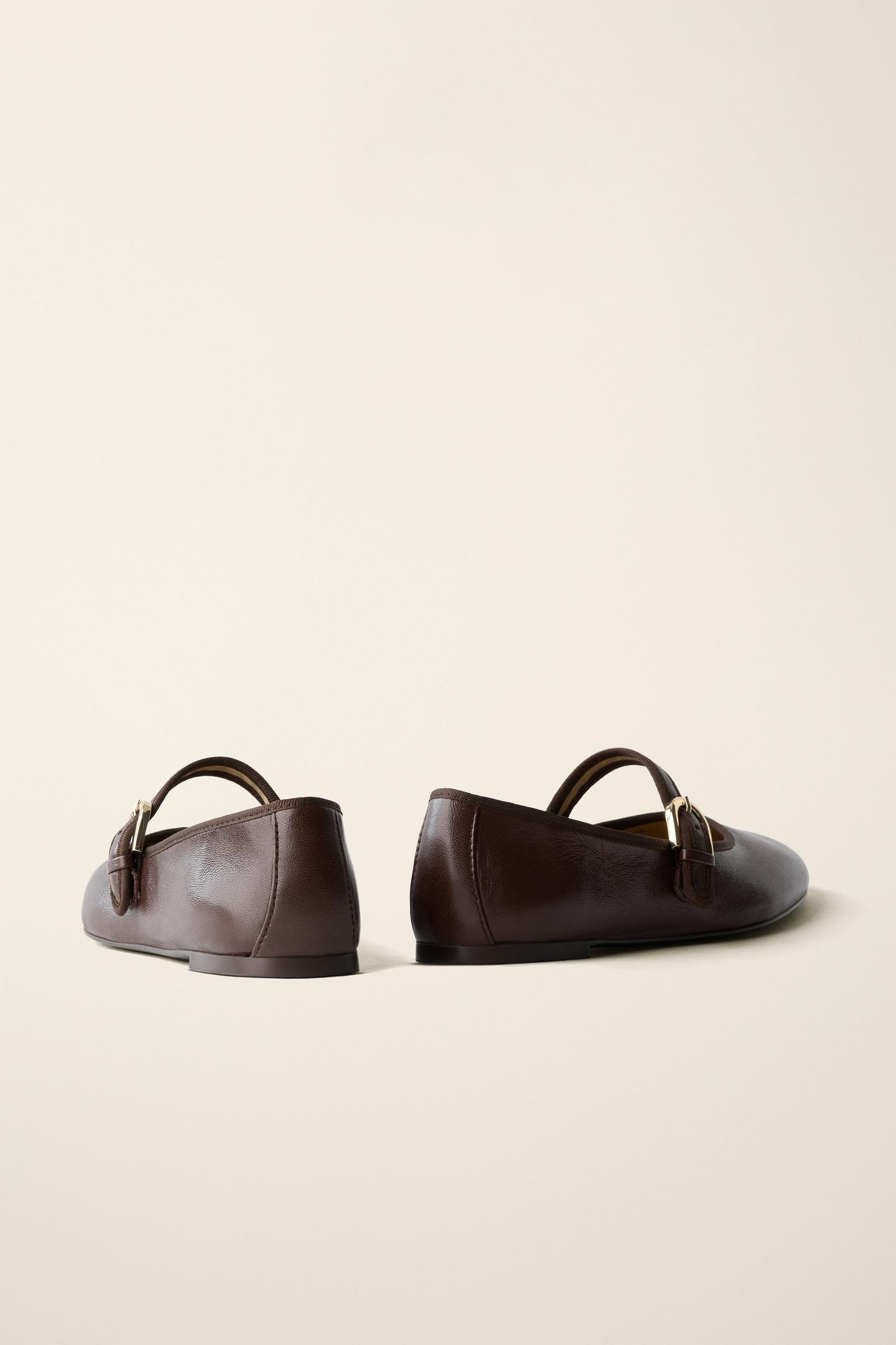 Детские балетки Zara Leather Ballet Flats Created BY Caramel London X, цвет: Коричневый — фото 8