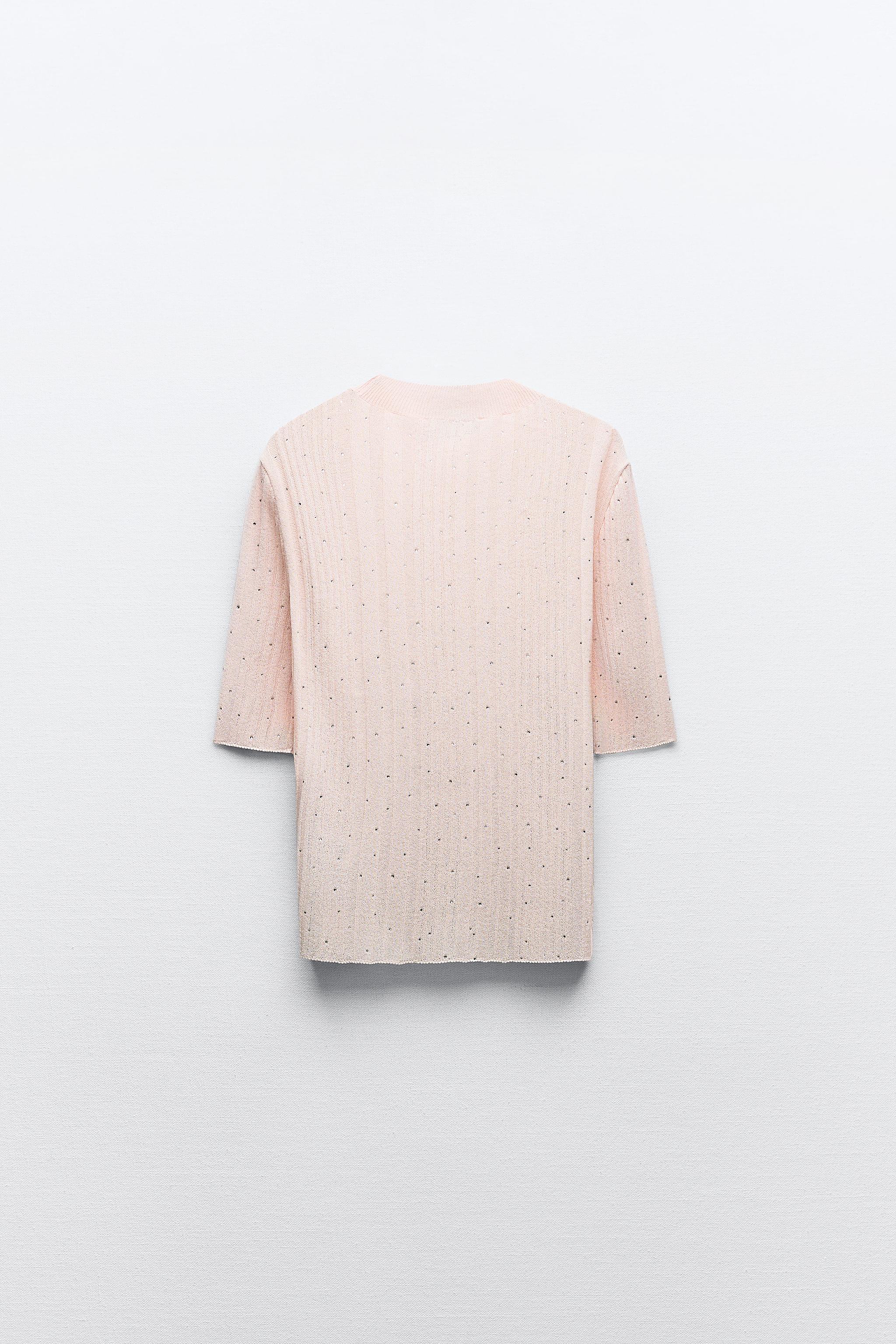 SPARKLY KNIT TOP - Pale pink | ZARA Canada