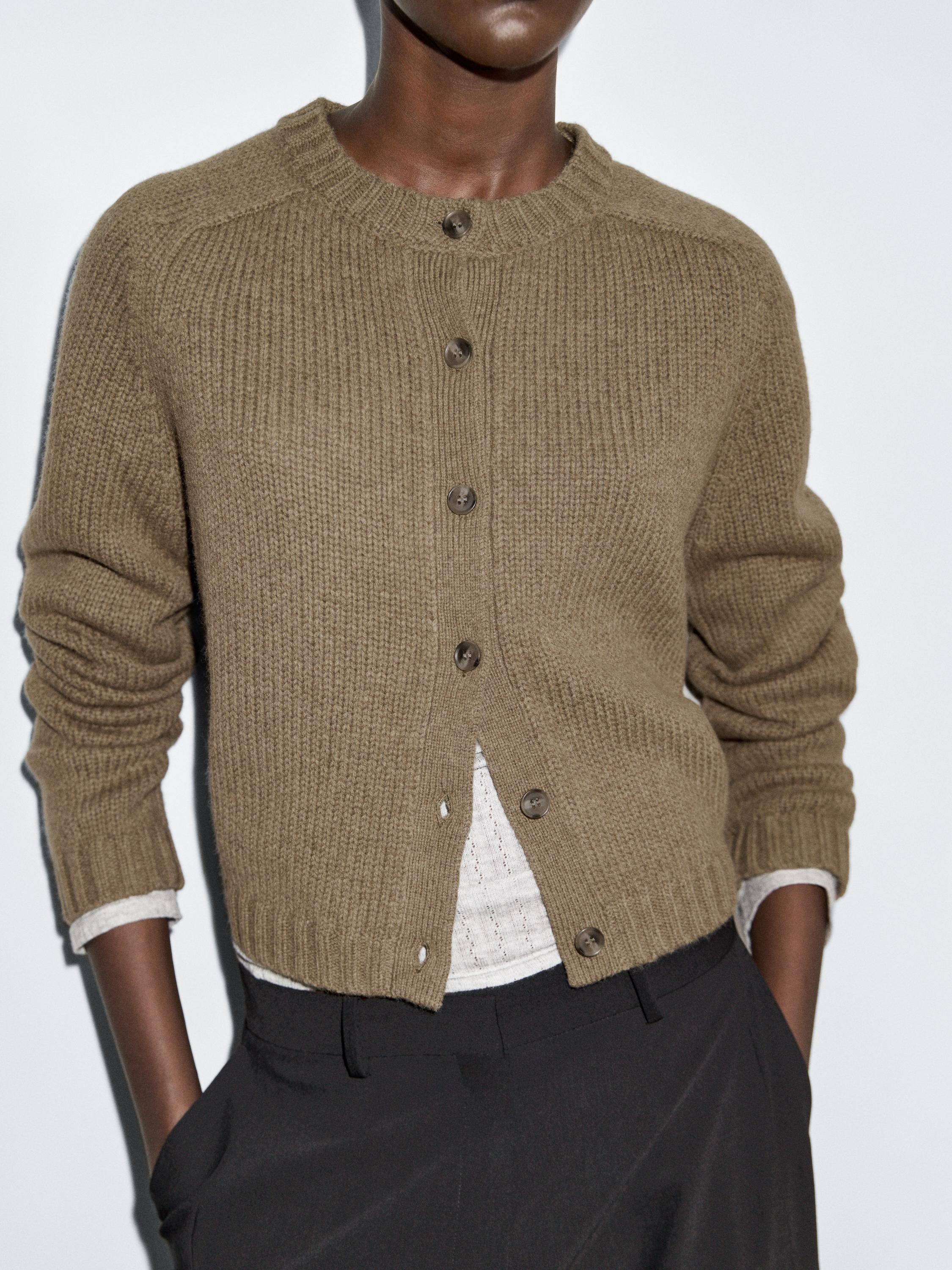Cardigan à manches raglan 100 % laine