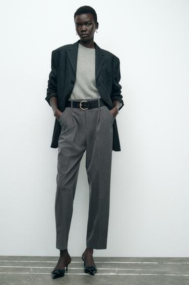 PANTALÓN CARROT CINTURÓN - Gris oscuro de Zara