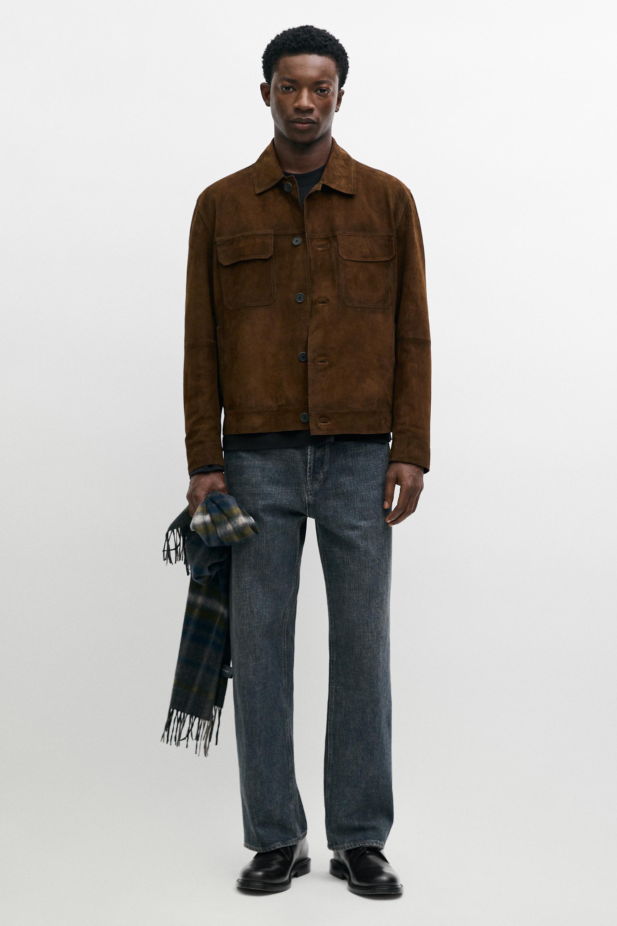 Suede jacket with pocket detail