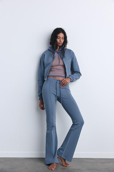 INTERLOCK STITCH BELL BOTTOM TROUSERS - Mid-blue by Zara - Image 0