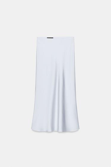 SATIN MIDI SKIRT - Blue grey by Zara