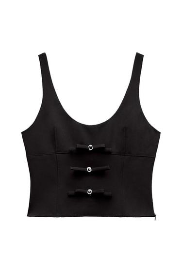 CREPE TOP WITH BOWS