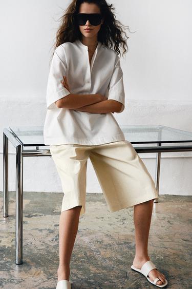 Pantalones cortos Bermuda con pliegues ZW Collection