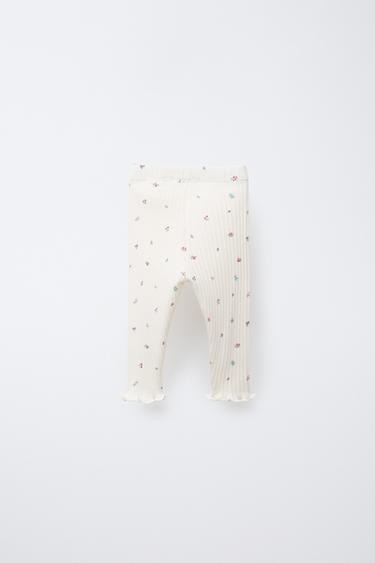 LEGGING RIB FLEURS - Écru clair de Zara - Image 1