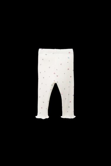GERIPPTE LEGGINGS MIT BLUMENMUSTER - Cremefarben hell von Zara