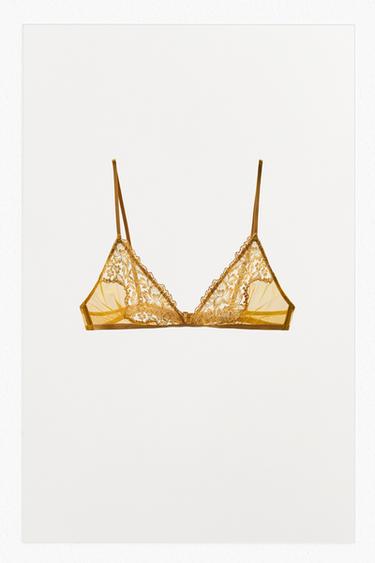 BRALETTE مثلثية MESH دانتيل - أصفر الخاص بـ Zara