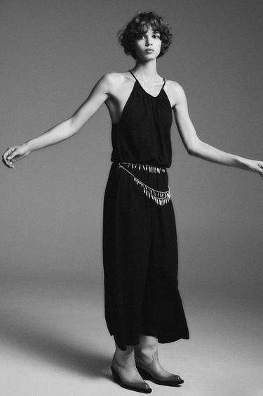 VESTIDO HALTER FRUNCES - Negro de Zara