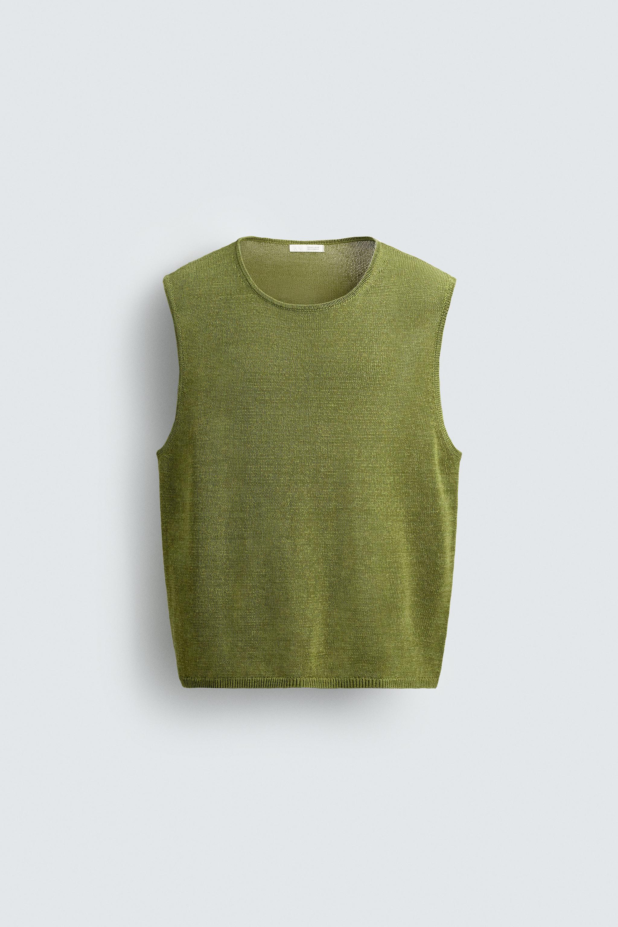 LINEN KNIT VEST - Olive green | ZARA United States