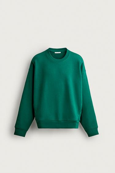 Zara REGULAR FIT CREWNECK SWEATSHIRT - Green