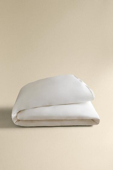 SATEEN DUVET COVER WITH SILK BORDER (300 THREAD COUNT) - Oyster-white by Zara - Image 4