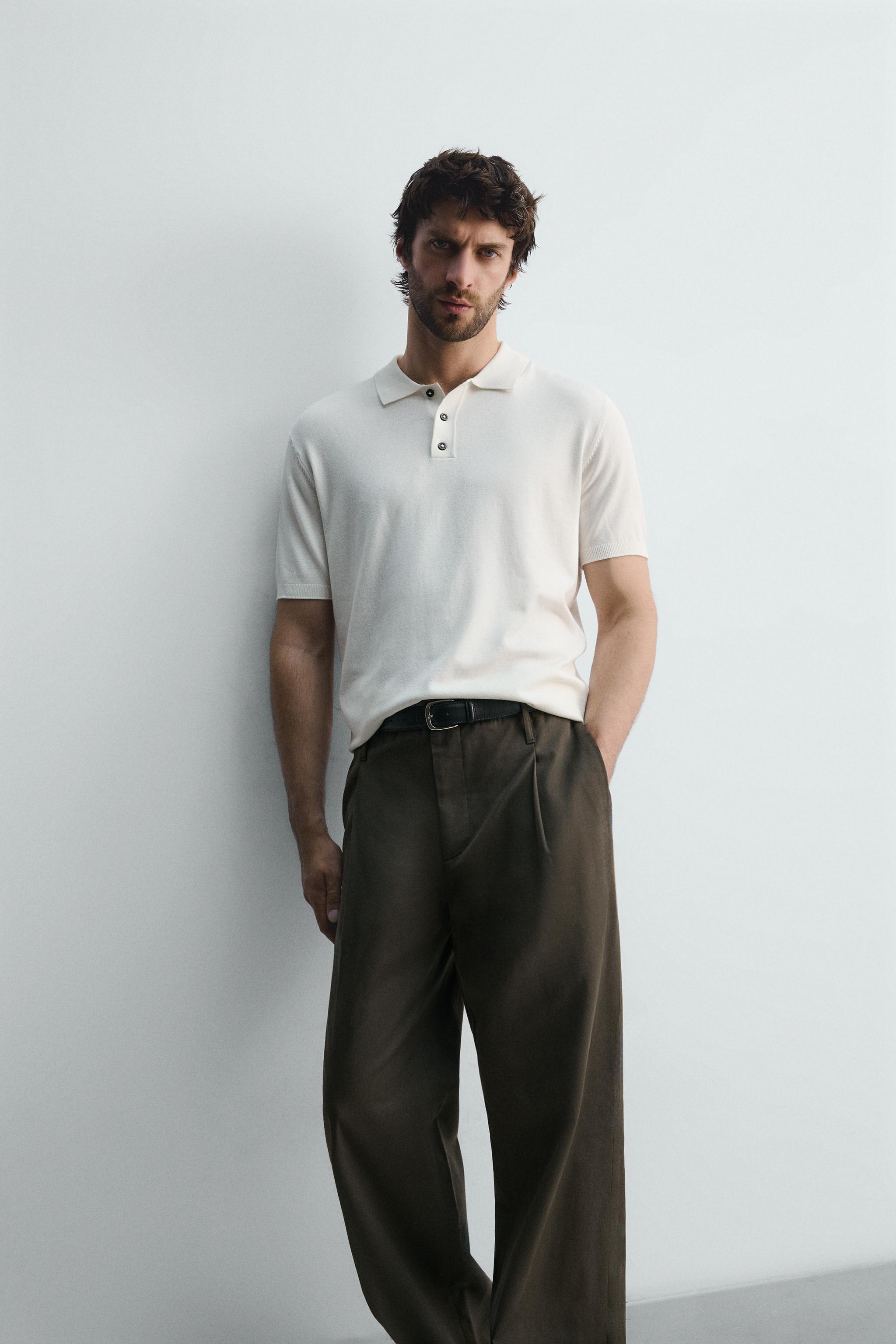 VISCOSE BLEND KNIT POLO SHIRT