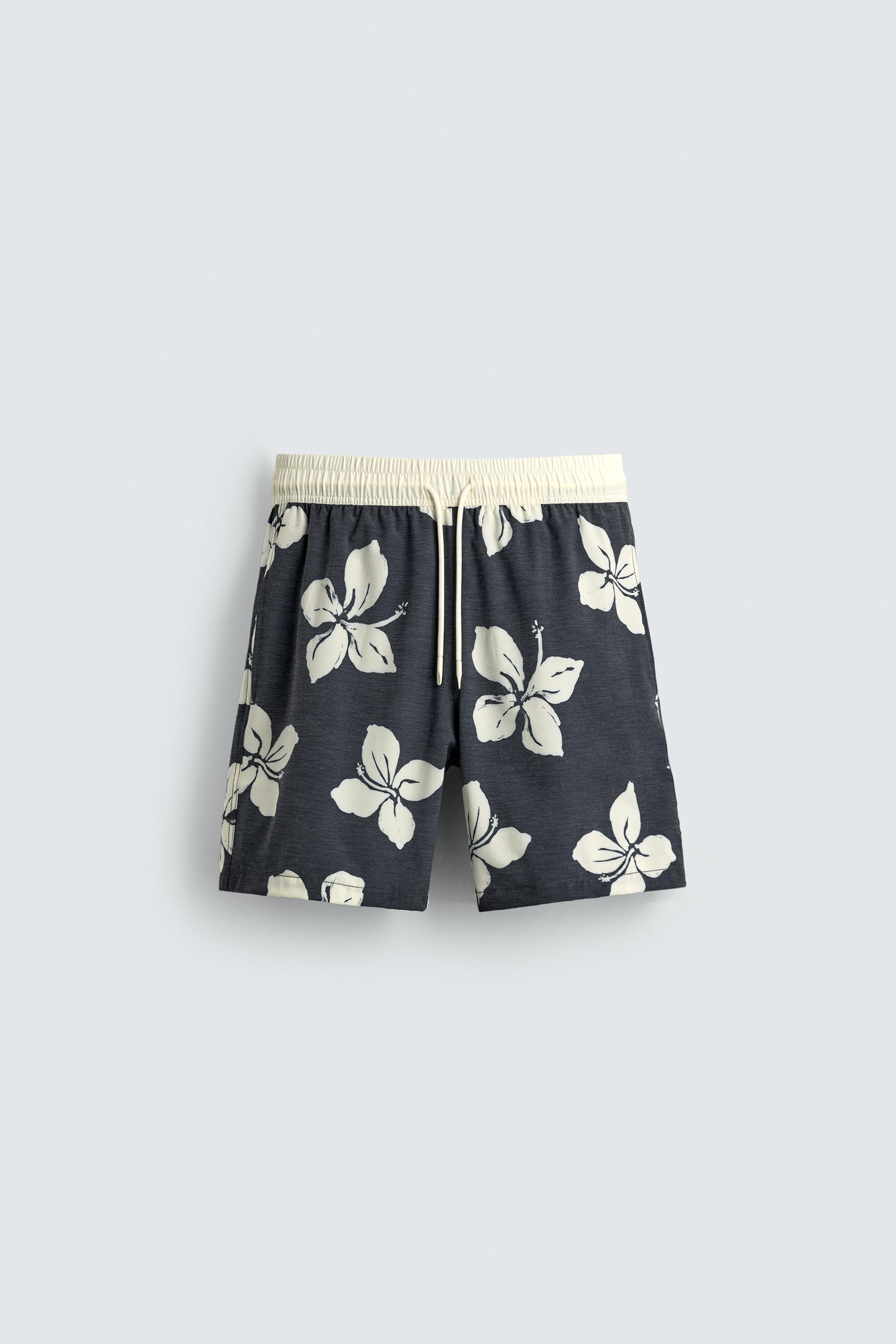 LONG HIBISCUS PRINT SWIMSUIT - Navy blue | ZARA United States LONG HIBISCUS PRINT SWIMSUIT - Navy blue | ZARA United States