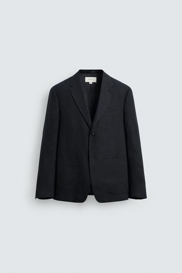 100% LINEN SUIT BLAZER - Navy blue by Zara