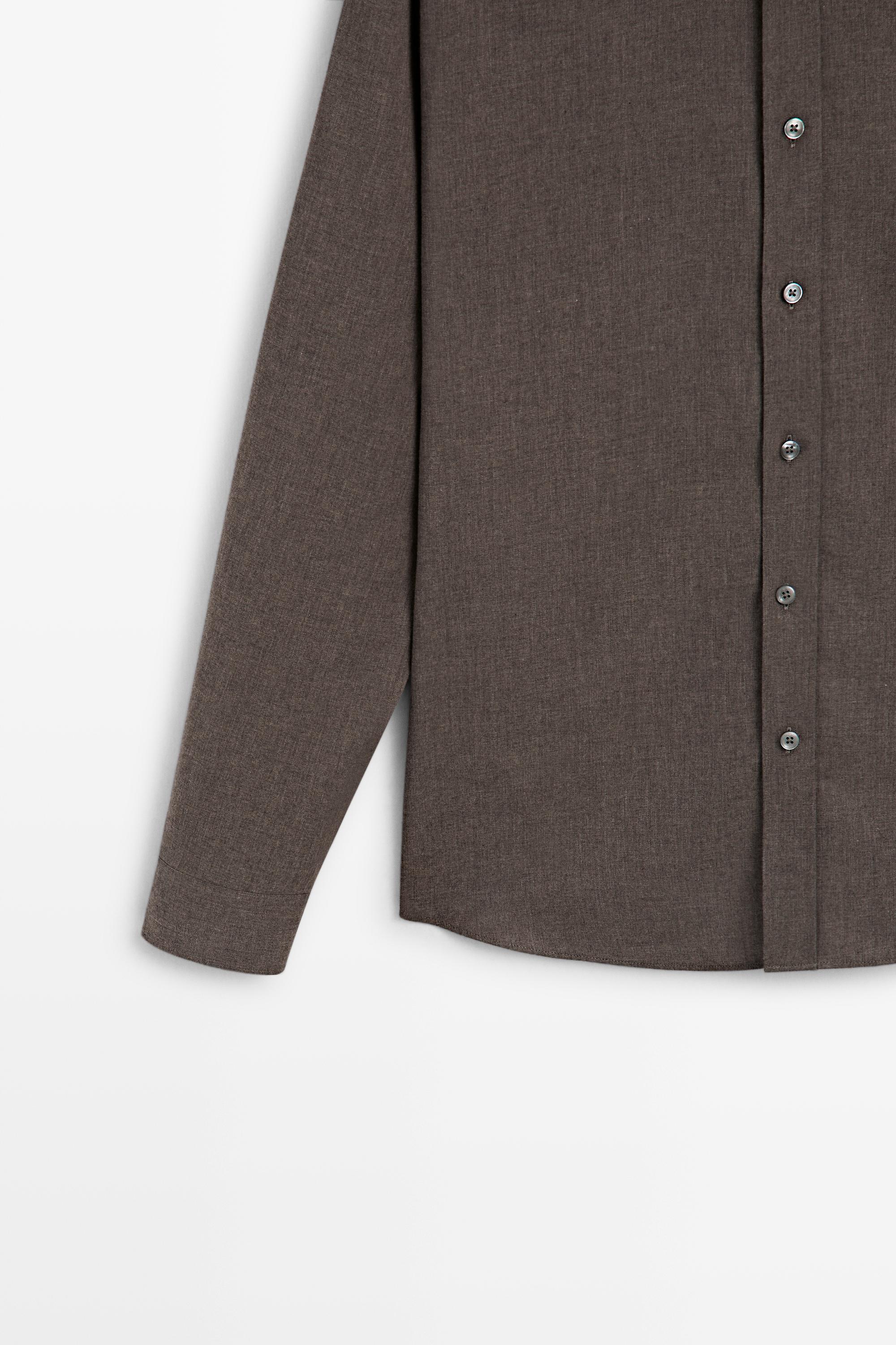 100% cotton melange twill regular fit shirt