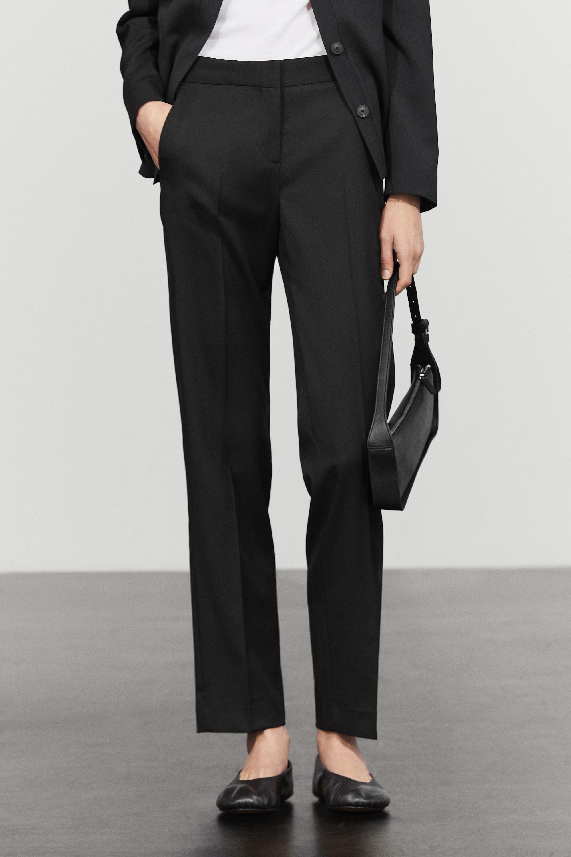 100% cool wool straight fit trousers