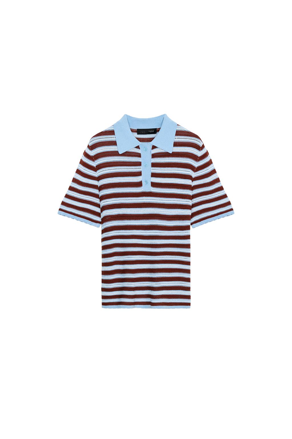 STRIPED KNIT POLO SHIRT - image 3