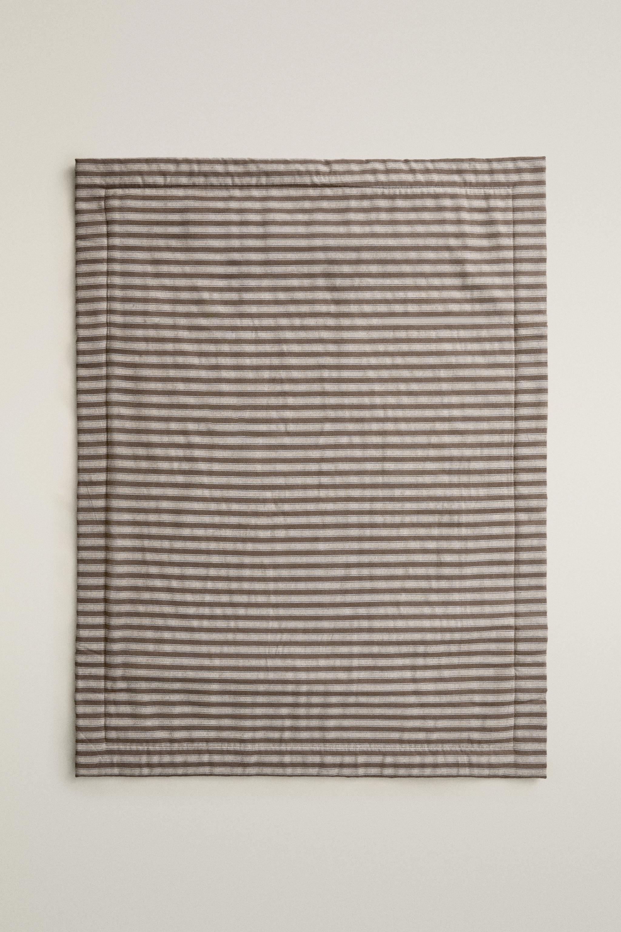 STRIPED FAUX SHEARLING PET BLANKET