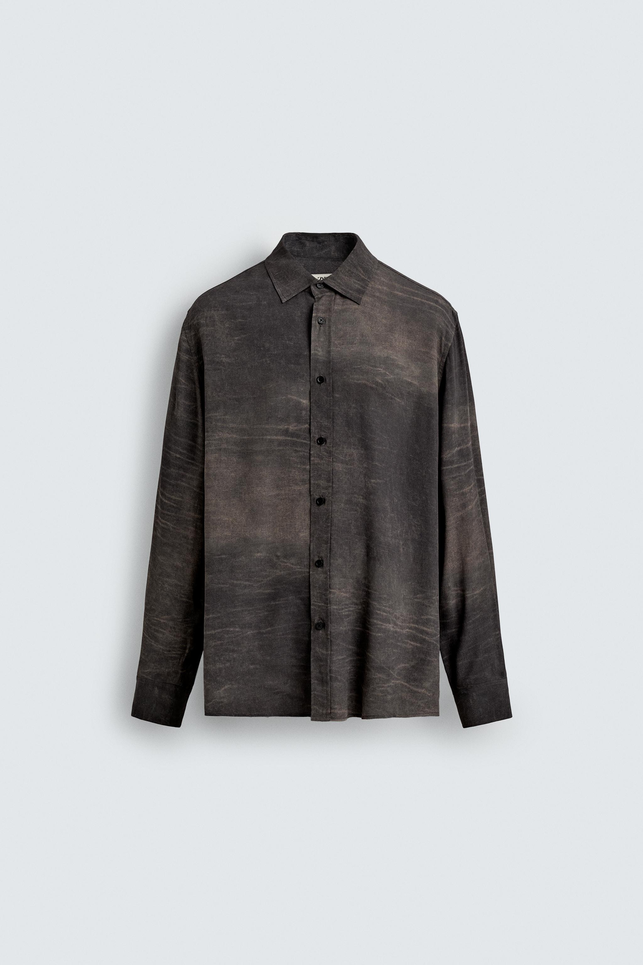 FLUID WASHED EFFECT PRINT SHIRT