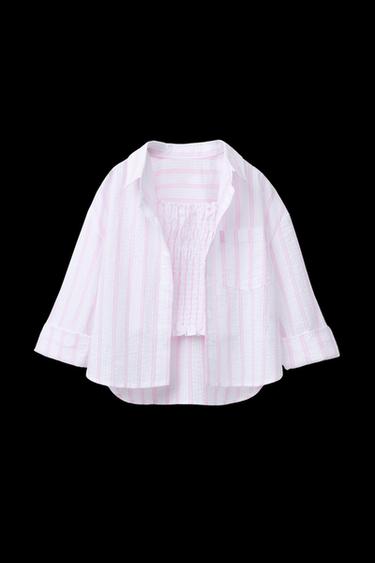 HEMD-UND-TOP-SET MIT STREIFEN - Rosa / Weiß von Zara - Bild 0