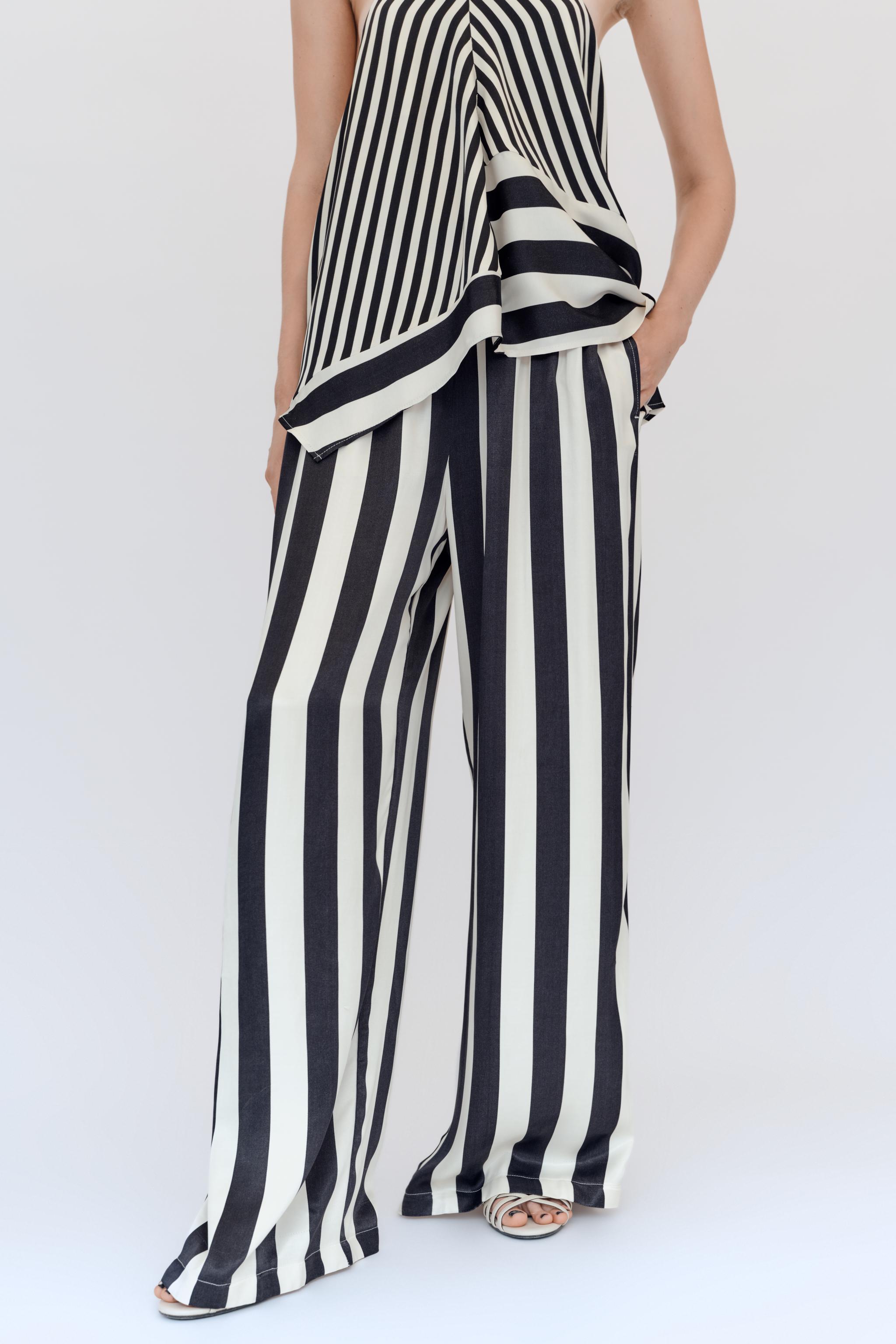 Zara Çizgili Geniş Paça Pantolon görsel 2