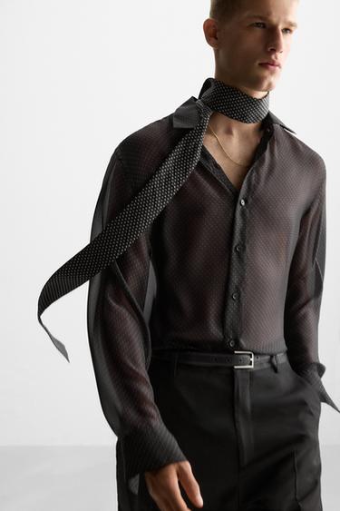 LIMITED EDITION POLKA DOT PRINT SHIRT - Black by Zara - Image 4
