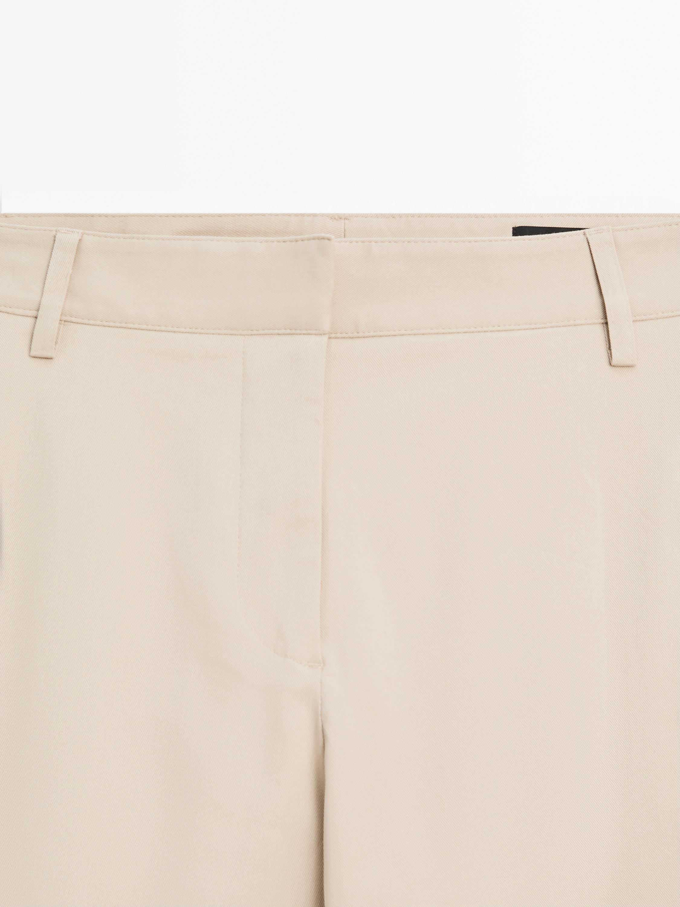 Straight-leg cotton blend trousers