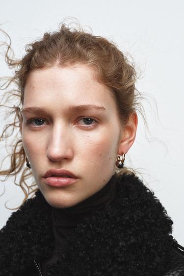 MISMATCHED HOOP AND BALL EARRINGS - Gold / Silver by Zara - Image 2