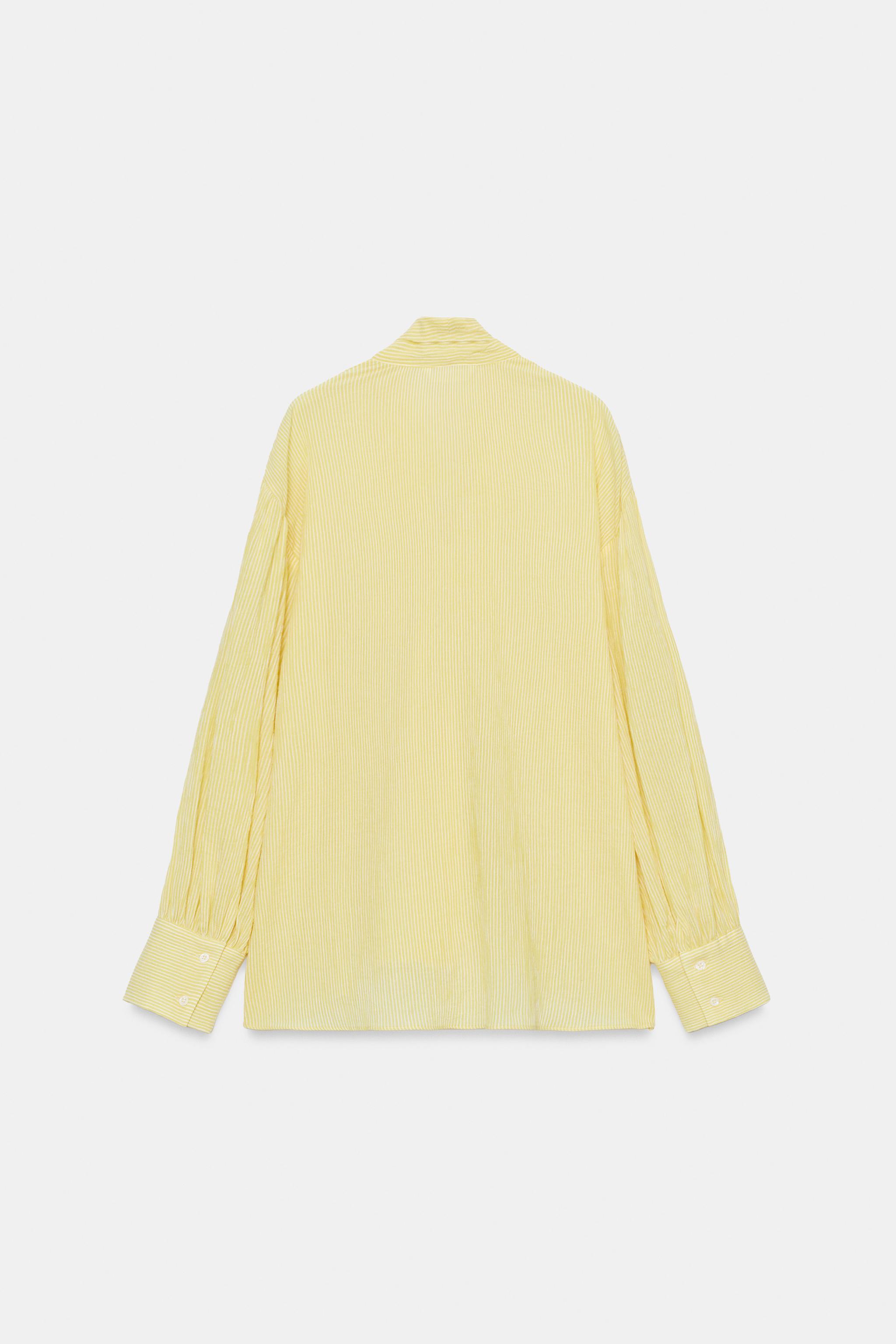 ZW COLLECTION STRIPED BOW SHIRT - Yellow | ZARA Canada
