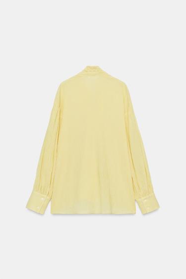 ZW COLLECTION STRIPED BOW SHIRT - Yellow by Zara - Image 9