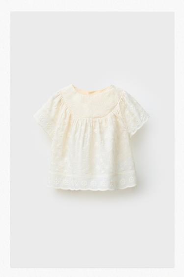 Zara 刺繡花卉罩衫 - 裸色