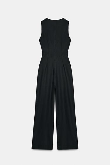 LONG CREPE JUMPSUIT WITH WAISTCOAT DETAIL - Black by Zara - Image 5