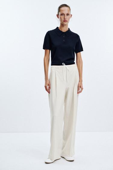 WIDE-LEG TROUSERS WITH DOUBLE WAISTBAND - striped by Zara