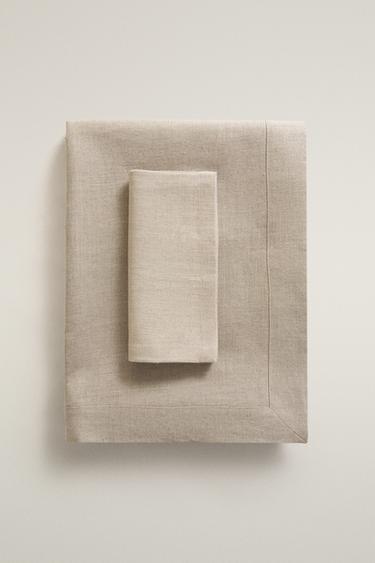 SOLID COLOUR LINEN TABLECLOTH - Світло-бежевий Zara