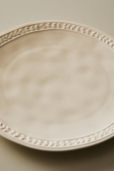 STONEWARE DESSERT PLATE WITH RAISED DESIGN - Cream by Zara - Image 4