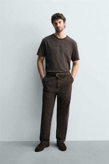 PRINTED SLOGAN T-SHIRT - Dark brown by Zara