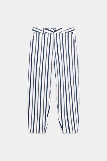 STRIPED CHINOS - Ecru / Navy by Zara - Image 5