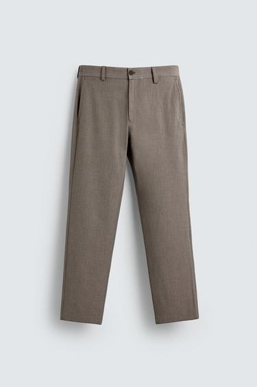 TEXTURED COMFORT TROUSERS - camel by Zara